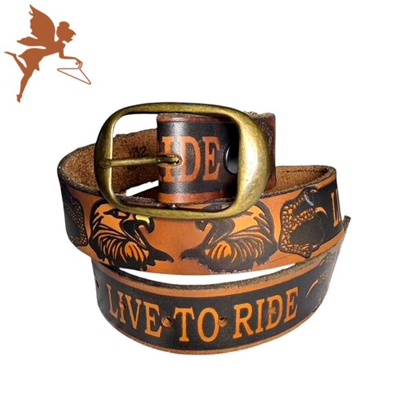 LEATHER Moto Live to Ride Eagle Belt